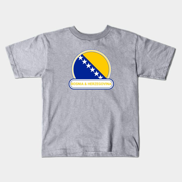 Bosnia and Herzegovina Country Badge - Bosnia and Herzegovina Flag Kids T-Shirt by Yesteeyear